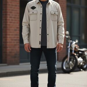 Harley-Davidson Cream Casual Button Down Shirt